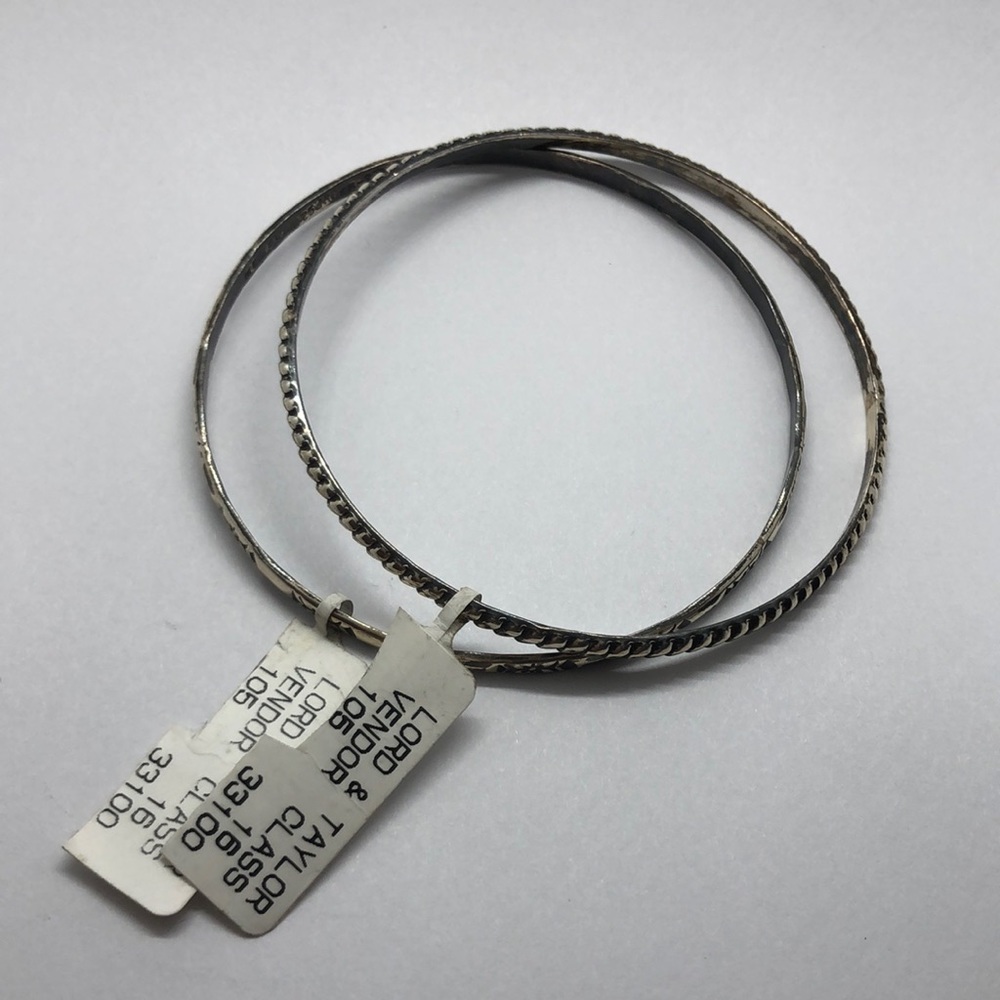 NWT Vintage Mexican 925 Sterling Silver Bangle Set Lord & Taylor Stackable